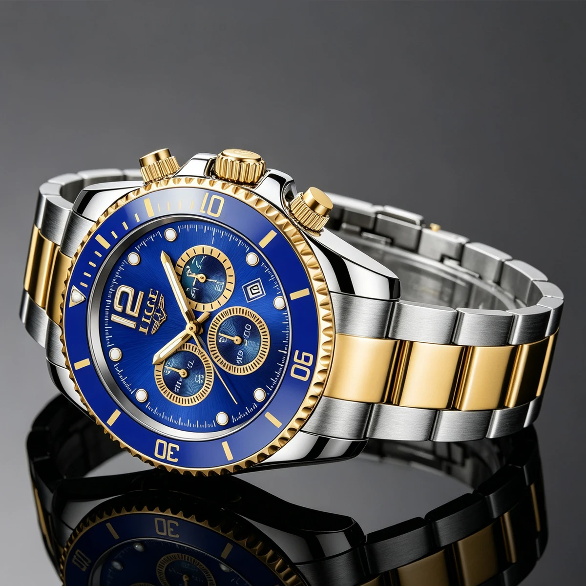 LIGE Stainless Steel Watch Men's European American Business Leisure Quartz Watch Waterproof Outdoor Sports Watch reloj hombre