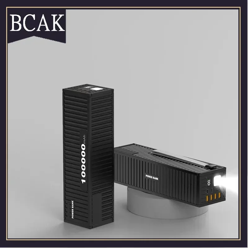 Hot Style BCAK Outdoor Large-capacity Power Bank with Cable 66W Fast Charging 100000 MAh Mobile Power Supply