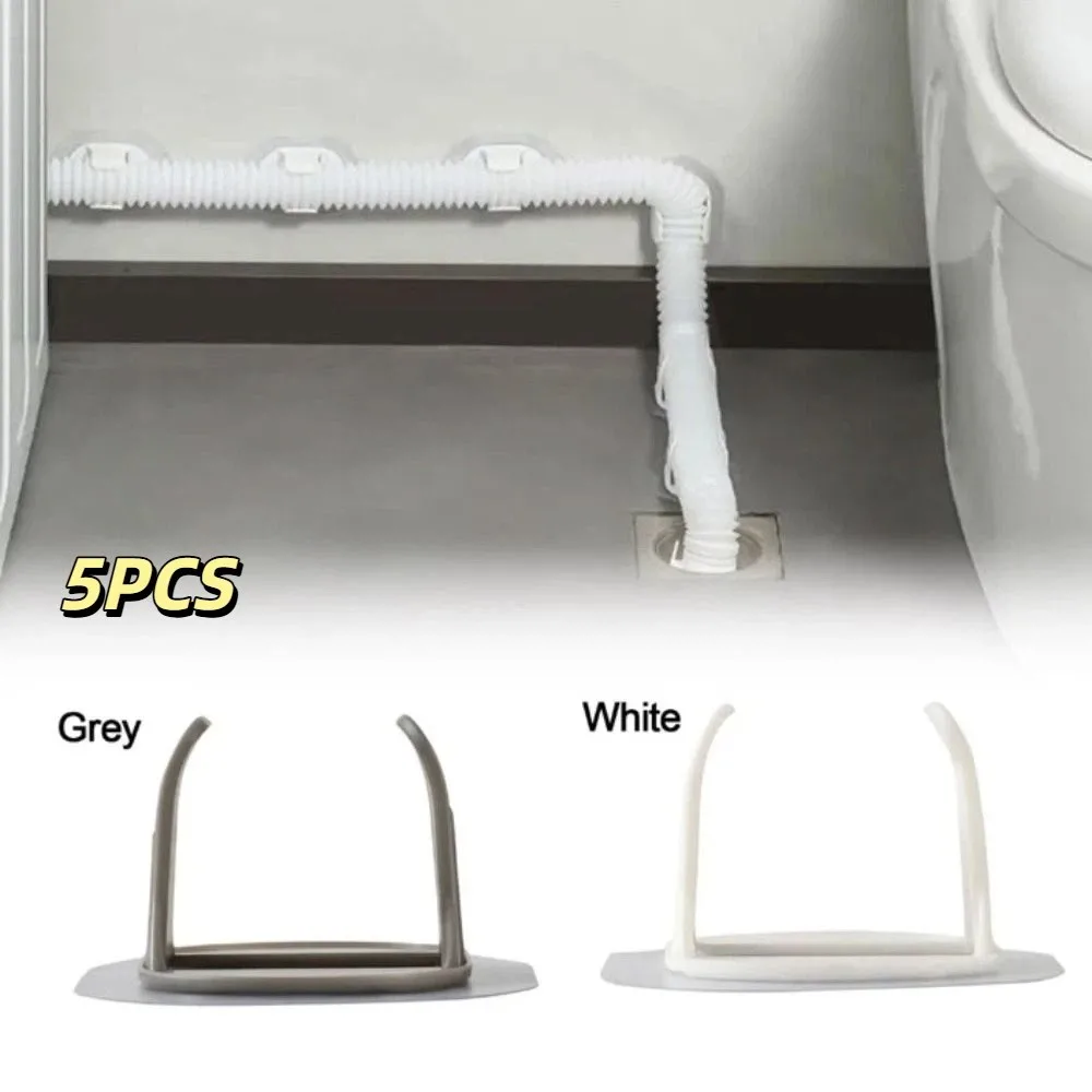 Self-adhesive Pipe Clamp Hooks 5pcs Plastic Cable Clips Fixed Buckle Non-punching Pipe Holder Fasteners