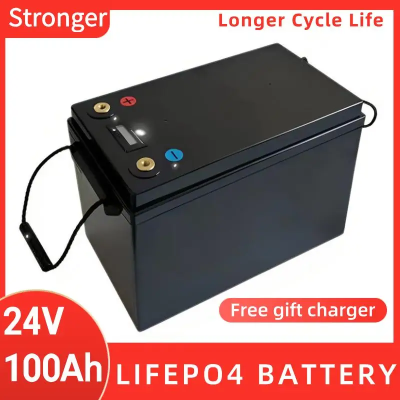 

24V 100Ah LiFePO4 Battery,Lithium Battery Built-in 100A BMS, 6000+ Cycle,Battery,Max.2560W Load Power,for RV, Solar,Overland/Van