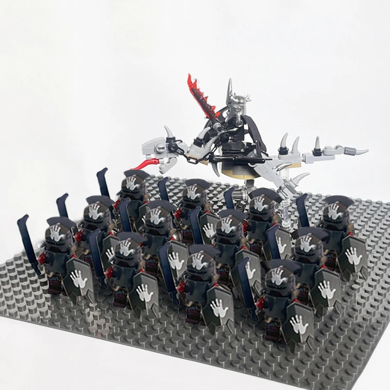 14 Piezas de Figuras de Acción de El Señor de los Anillos, Elfos, Uruk-hai, Orcos Fuertes, Ejército, Enanos, Soldados de Rohan con el Rey Brujo de Angmar, Bloques de Construcción, Juguete para Niños