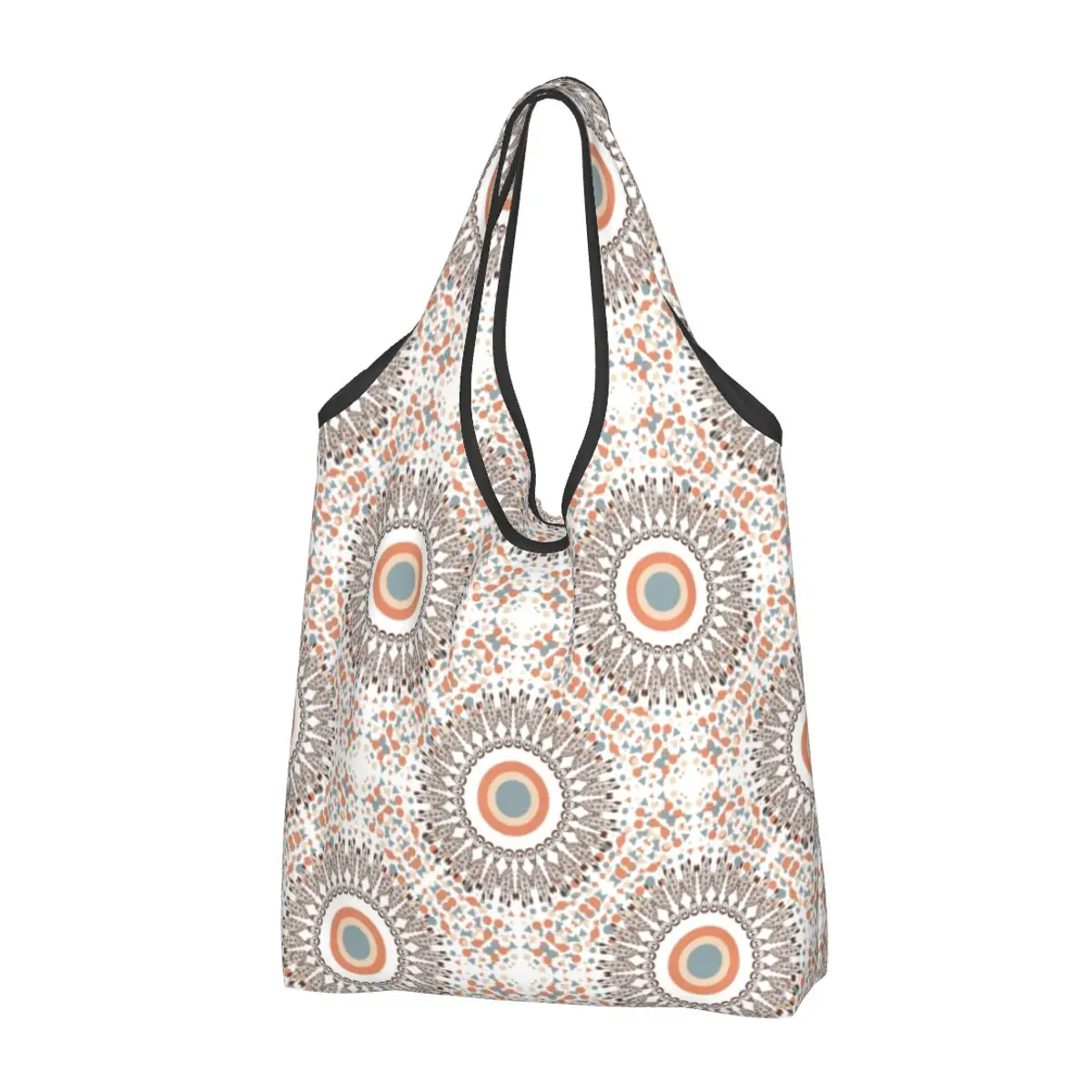 

Reusable Ethnic Mandala Circles Shopping Bag Women Tote Bag Portable Vintage Bohochic Geometric Groceries Shopper Bags