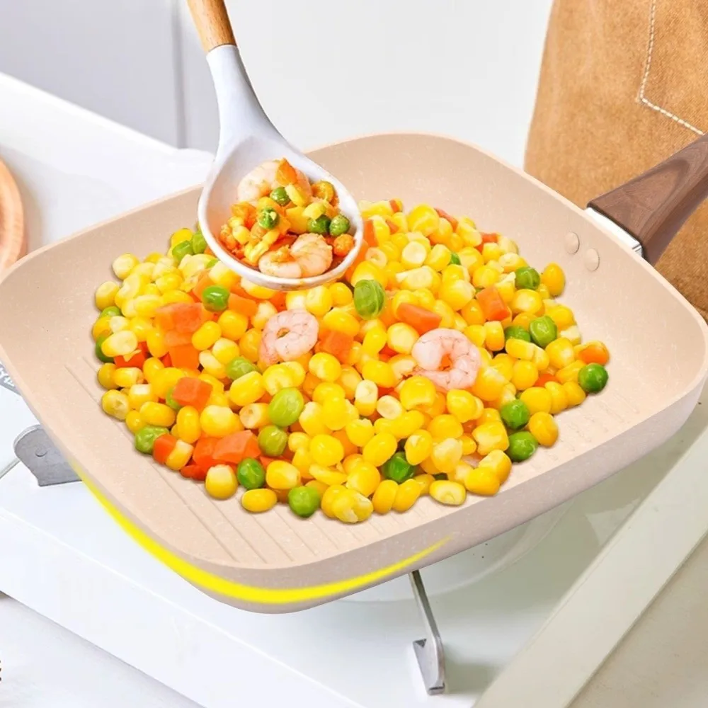 

Термостойкая сковорода для стейка с антипригарным покрытием, эргономичный дизайн, квадратная сковорода, прочная сковорода-гриль для стейка, гриля, рыбы, овощей