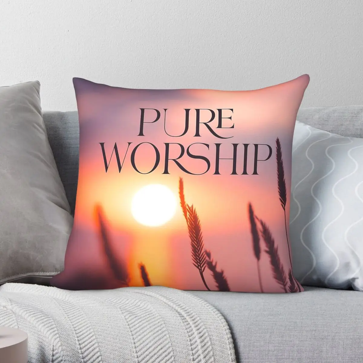 Housse de coussin carrée décorative en polyester, lin et velours, motif Pure Worship Jehovah Witness, avec fermeture éclair, pour la maison, vente en gros