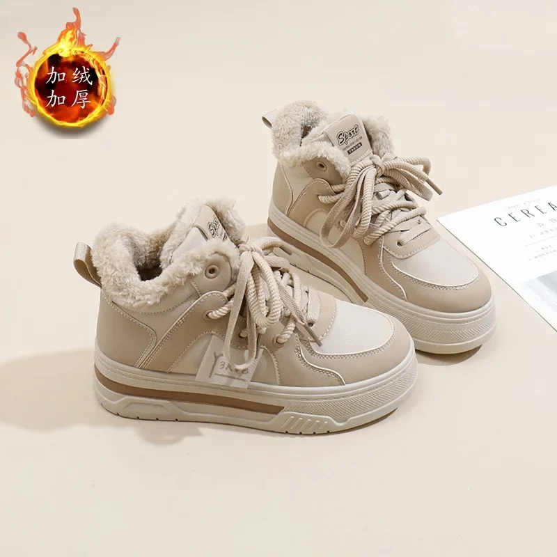 Nuevos zapatos de suela gruesa con cordones para mujer, calzado deportivo informal de caña alta