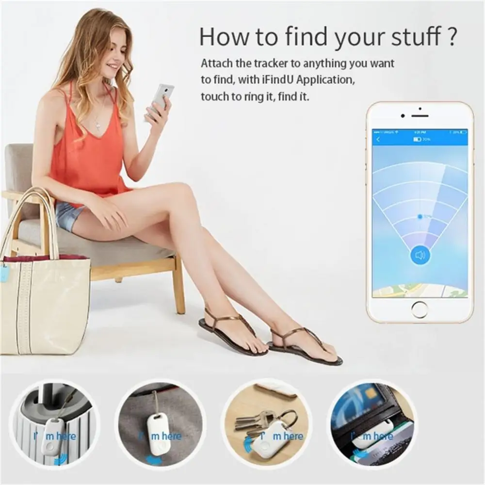 Tuya Mini GPS Tracker Smart Wireless Anti Lost Keychain Alarm Location Tracker Tag 2-Way Search Key Finder Smart Life Products