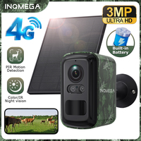 INQMEGA 3MP Solar Battery Camera 4G SIM /WIFI 360° View Camouflage Outdoor Hunting PTZ Camera 8000mAh Battery Video Recording