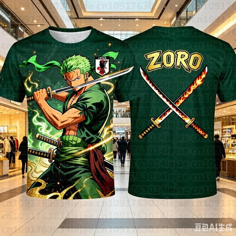 One Piece Zoro Japan Special Edition Fußballtrikot T-Shirt Kinder Fußball Sport T-Shirt Erwachsene Herren Casual Mode T-Shirt