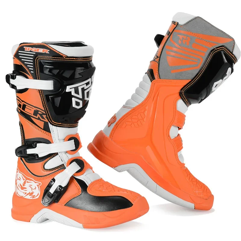 Children's Motocross Riding Boots, Young Men's Motorcycle Racing Shoes, Boys' Cool Motorbike Boots, Durable, Stylish