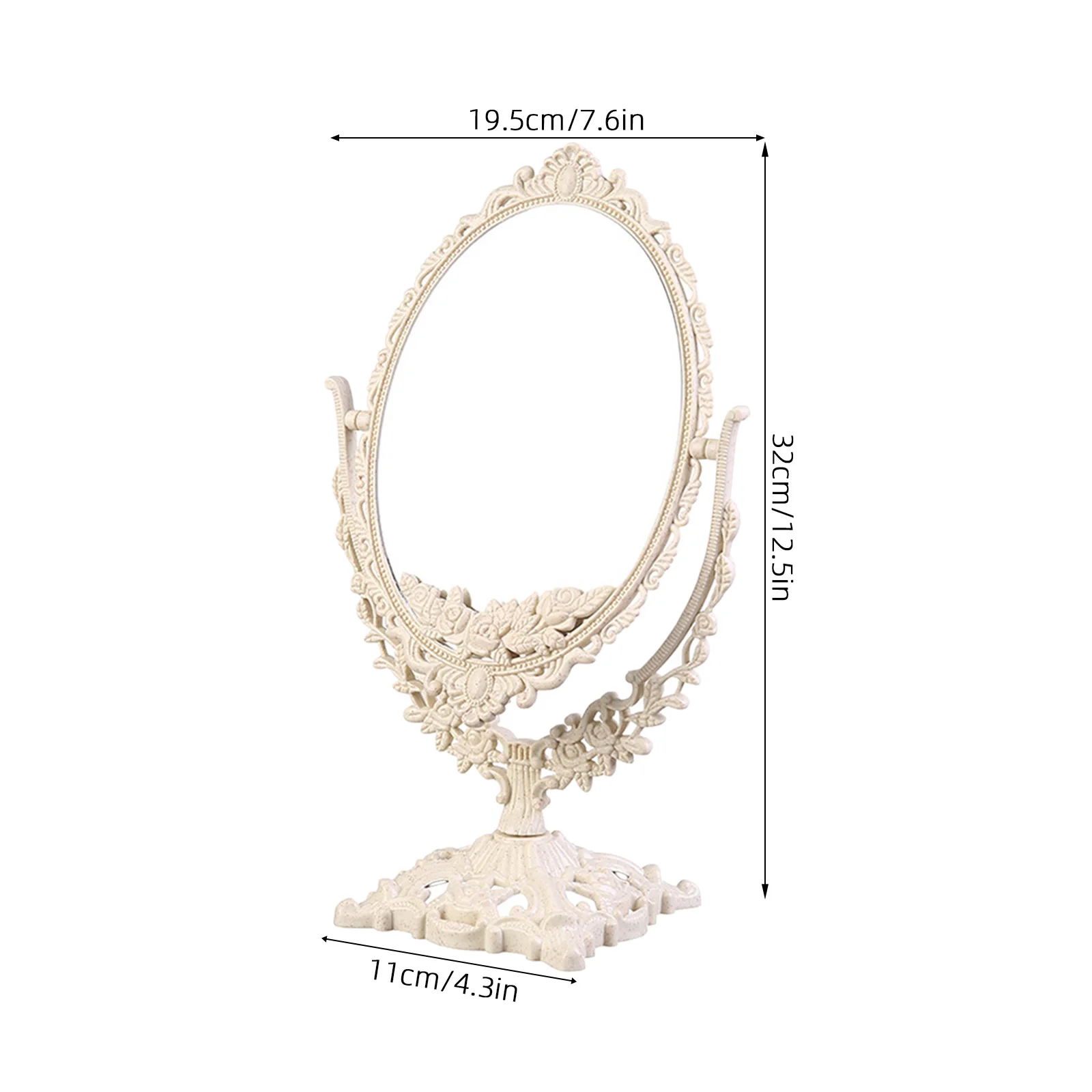 Bedroom Desk Mirror with High Definition Surface Stable Base Elegant Design for Makeup and Shaving Use Desk Mirror