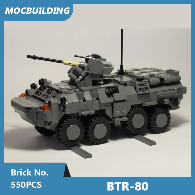 

MOC Building Blocks BTR-80 Amphibious Armoured Personnel Carrier Model DIY Assembled Bricks Military Display Toys Gifts 550PCS