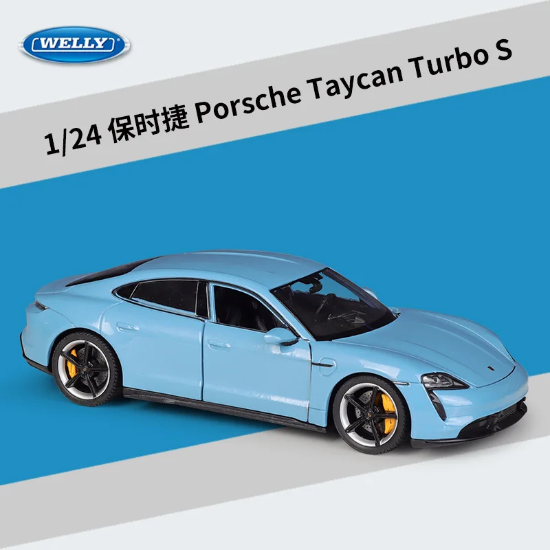 1: 24 Porsche Taycan Turbo S Simulatie Legering Automodel Eindproduct Speelgoed Scène Bijpassende Display Ornament Jongen Verjaardagscadeau