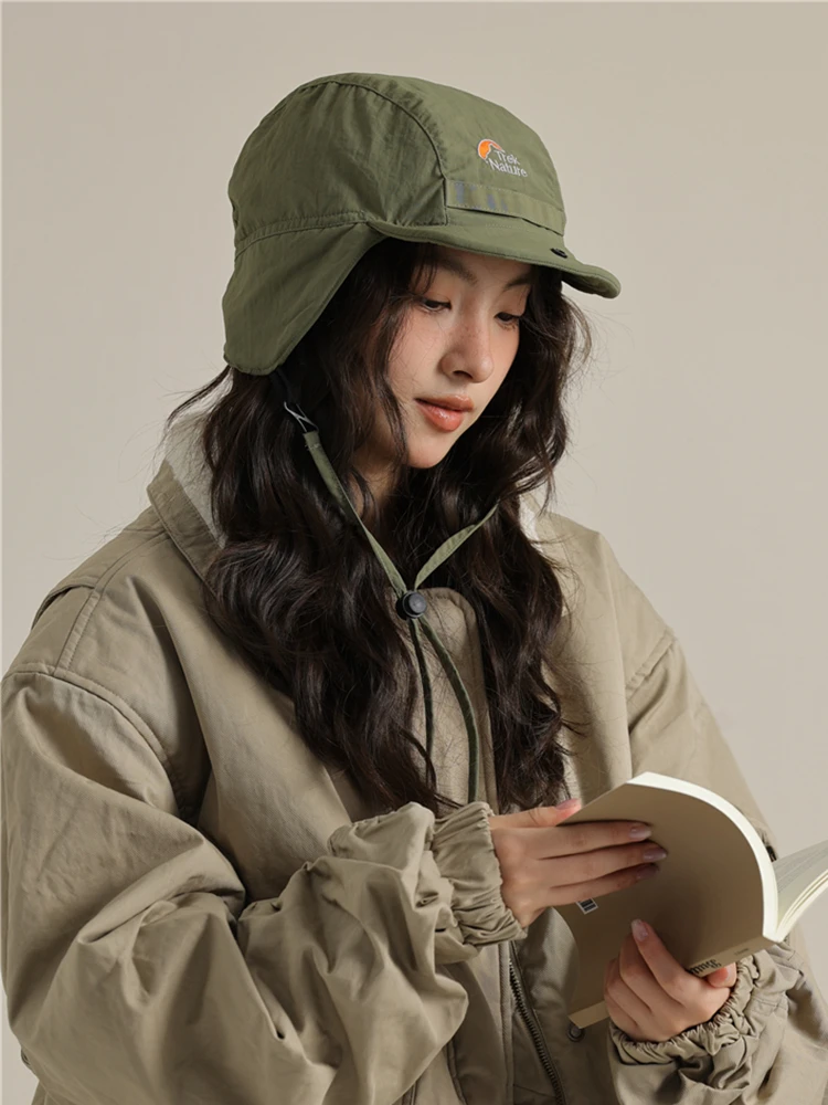 

Letter embroidered Lei Feng hat women's winter velvet warm Korean version soft brim ear protector cap men