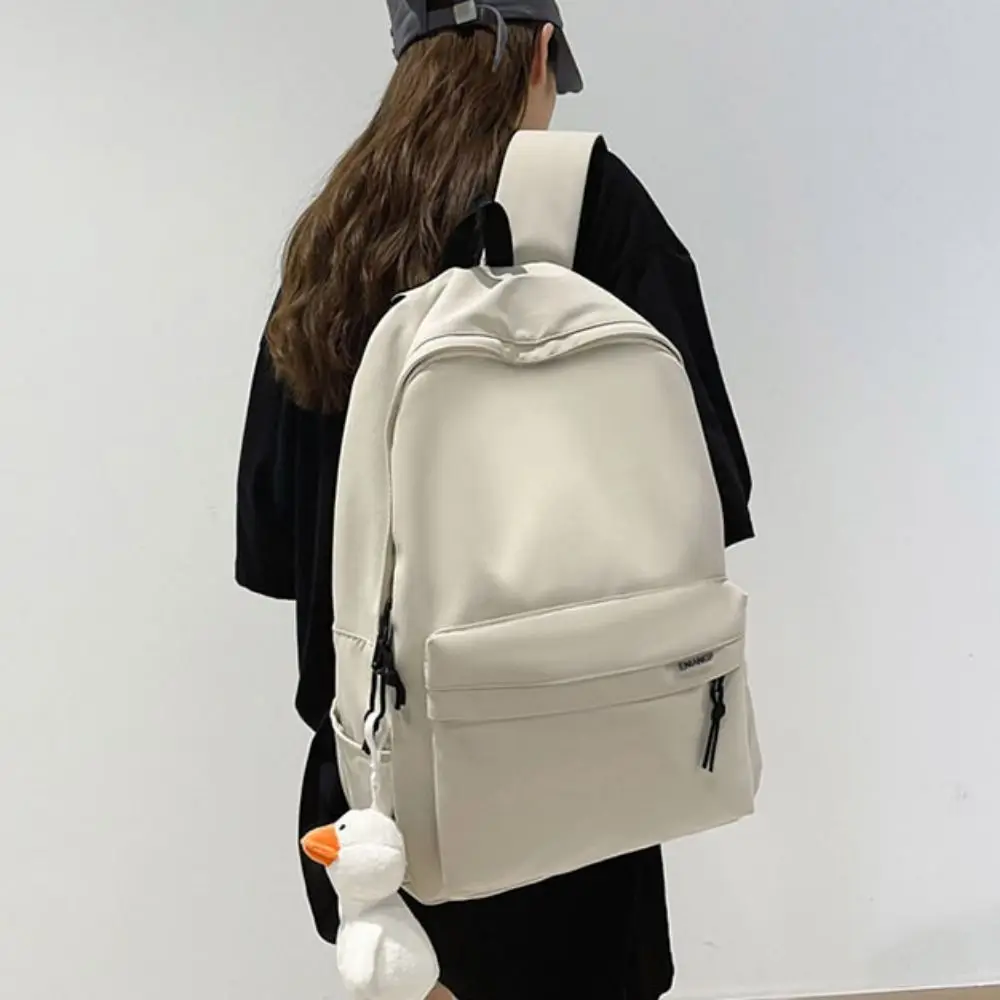 Large Capacity Backpack Casual Look Japanese Style Students Schoolbag with Pendant Multiple Pockets Teenage Nylon Book Bag