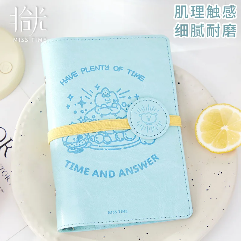 A6 Loose Leaf PU Leather Notebook Cute Design Detachable Binding Portable Journal for Students School Supplies