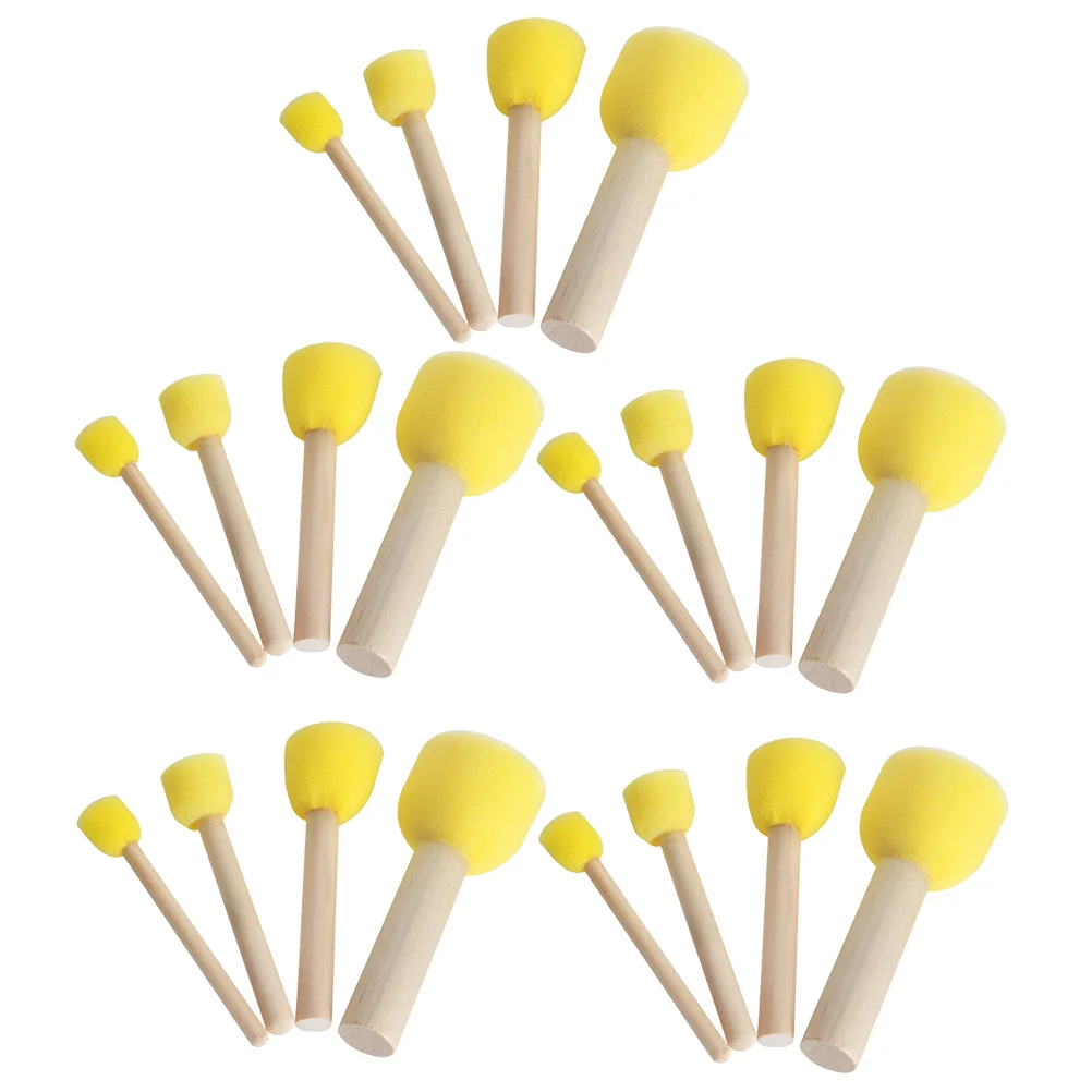 

20 Pcs Paintbrushes Graffiti Sponge Painting Round Drawing Kids Accessories Bamboo Child