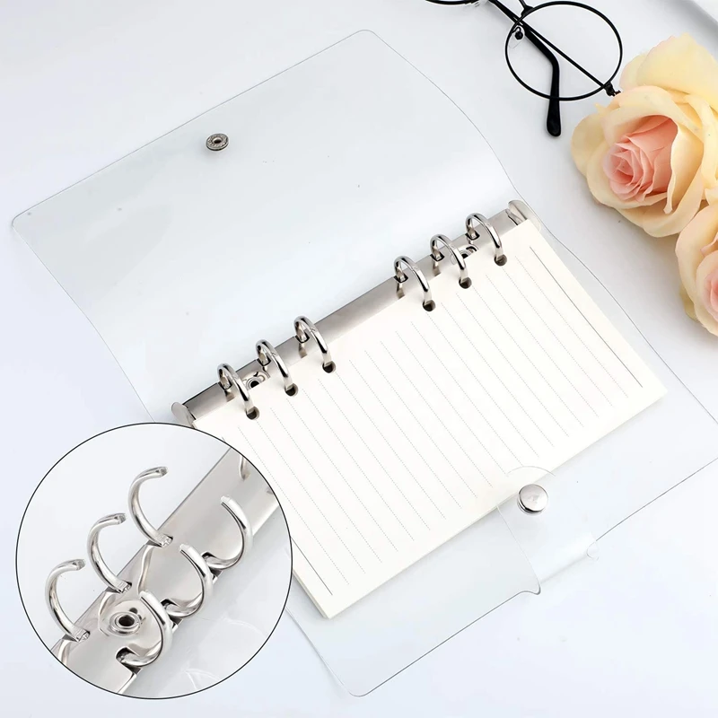 Transparent Binder Plastic Binder Clear Soft PVC 6 Ring Budget Binder Refillable Planner Binder Cover Protector