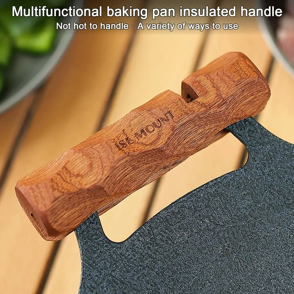 Sapele Wood Handle for Barbecue Heat Resistant Non-slip Handle Grips for Skillets Pots Griddles Secure Grip for Bbq Camping