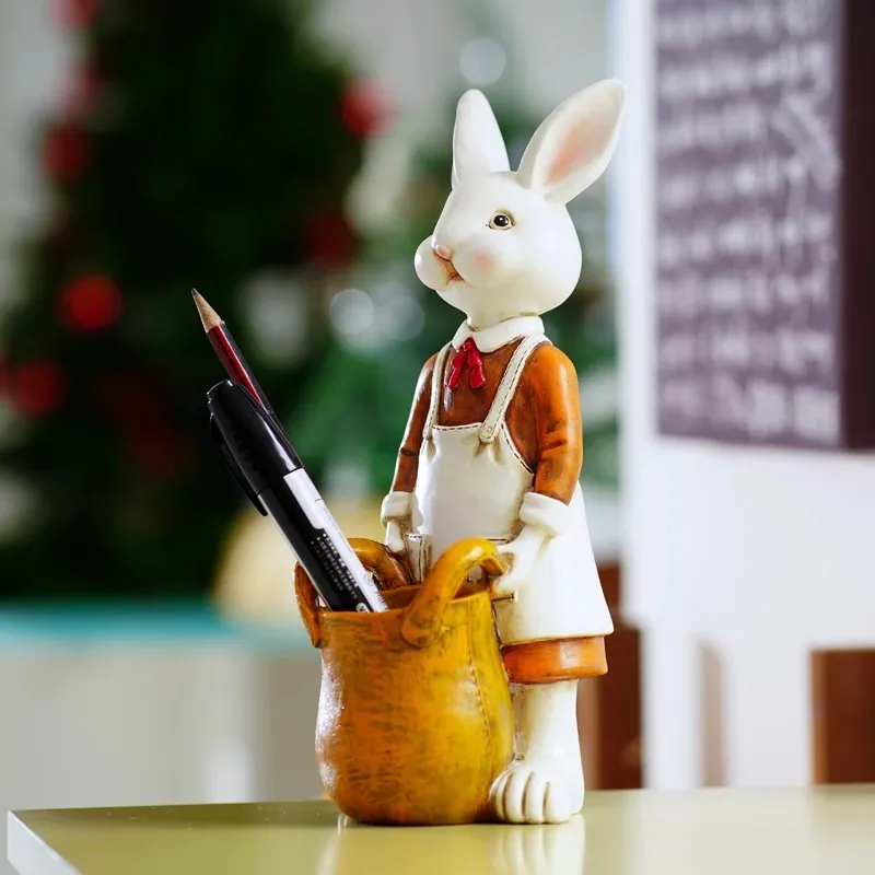 Creative home rabbit decorations storage pen holder desktop Easter bunny ornament