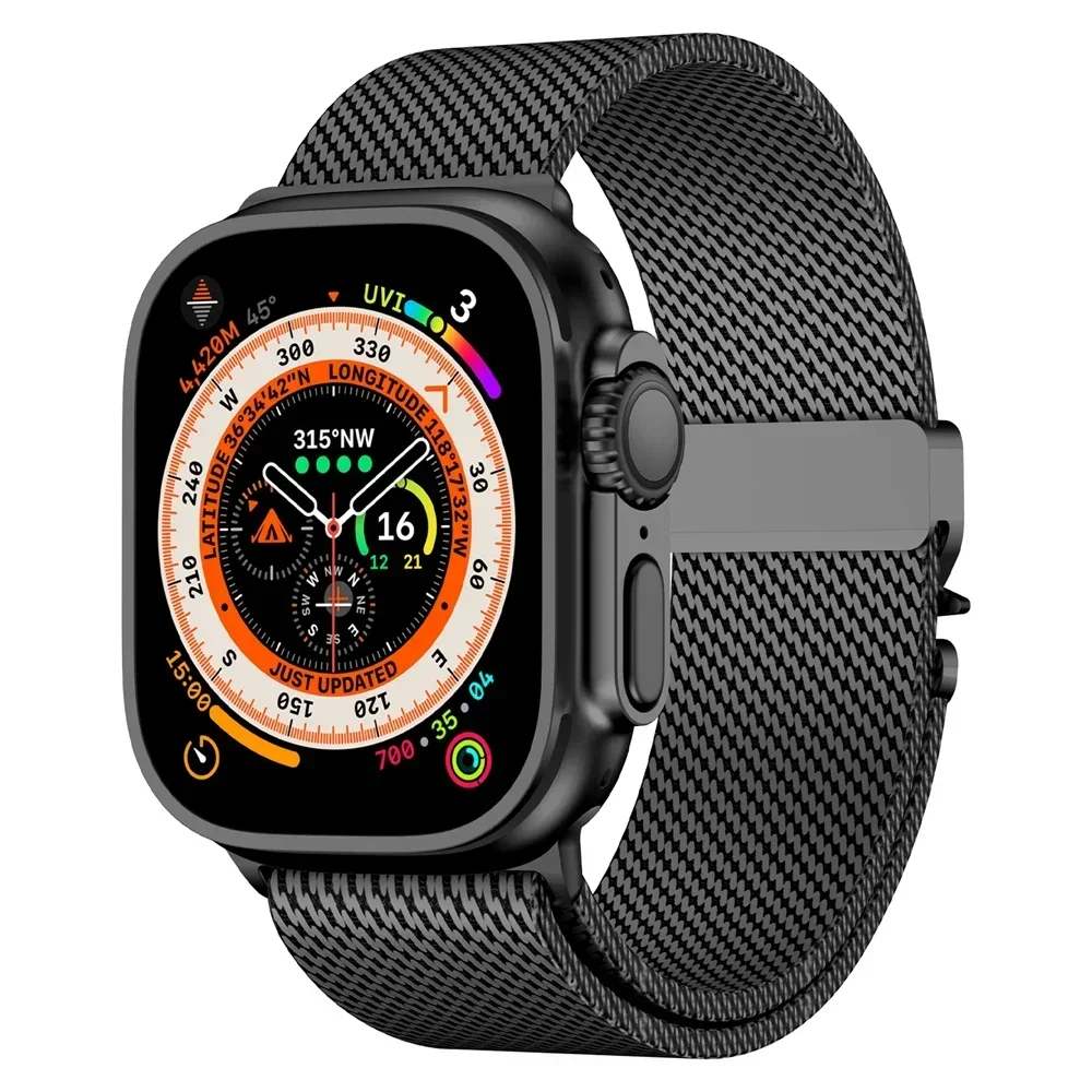 Milanese Loop Strap für Apple Watch Band Ultra 2 49 mm 46 mm 45 mm 44 mm 42 mm Edelstahl Metall für iWatch Serie 10 9 8 7 6 5 4 – Detail 8