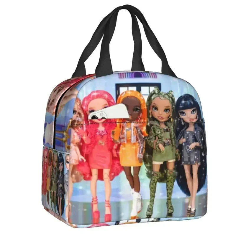 Isolierte Lunchtasche „Rainbow High Group“ für Camping, Reisen, animierte Thermo-Kühlbox, Lunchbox, Damen, Kinder, Lebensmittelbehälter, Tragetaschen