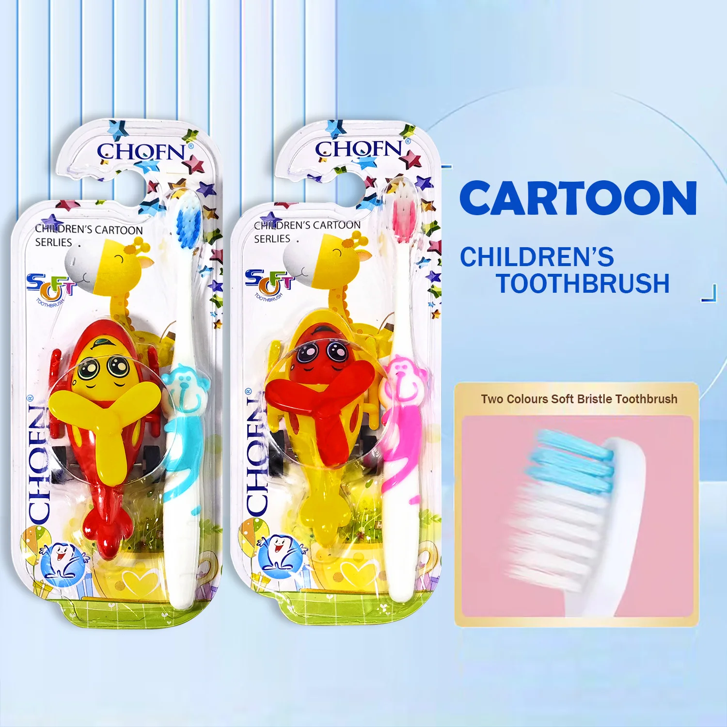 Cute little monkey children soft bristle toothbrush 2-6 years old baby boys and girls with boomerang car 2 in 1 toothbrush