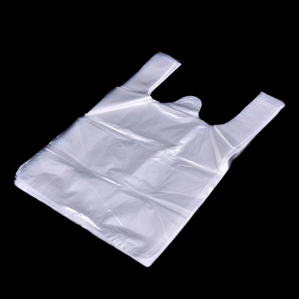 46pcs 15*23cm Plastic T-Shirt Retail Shopping Supermarket Bags Handles Packaging,