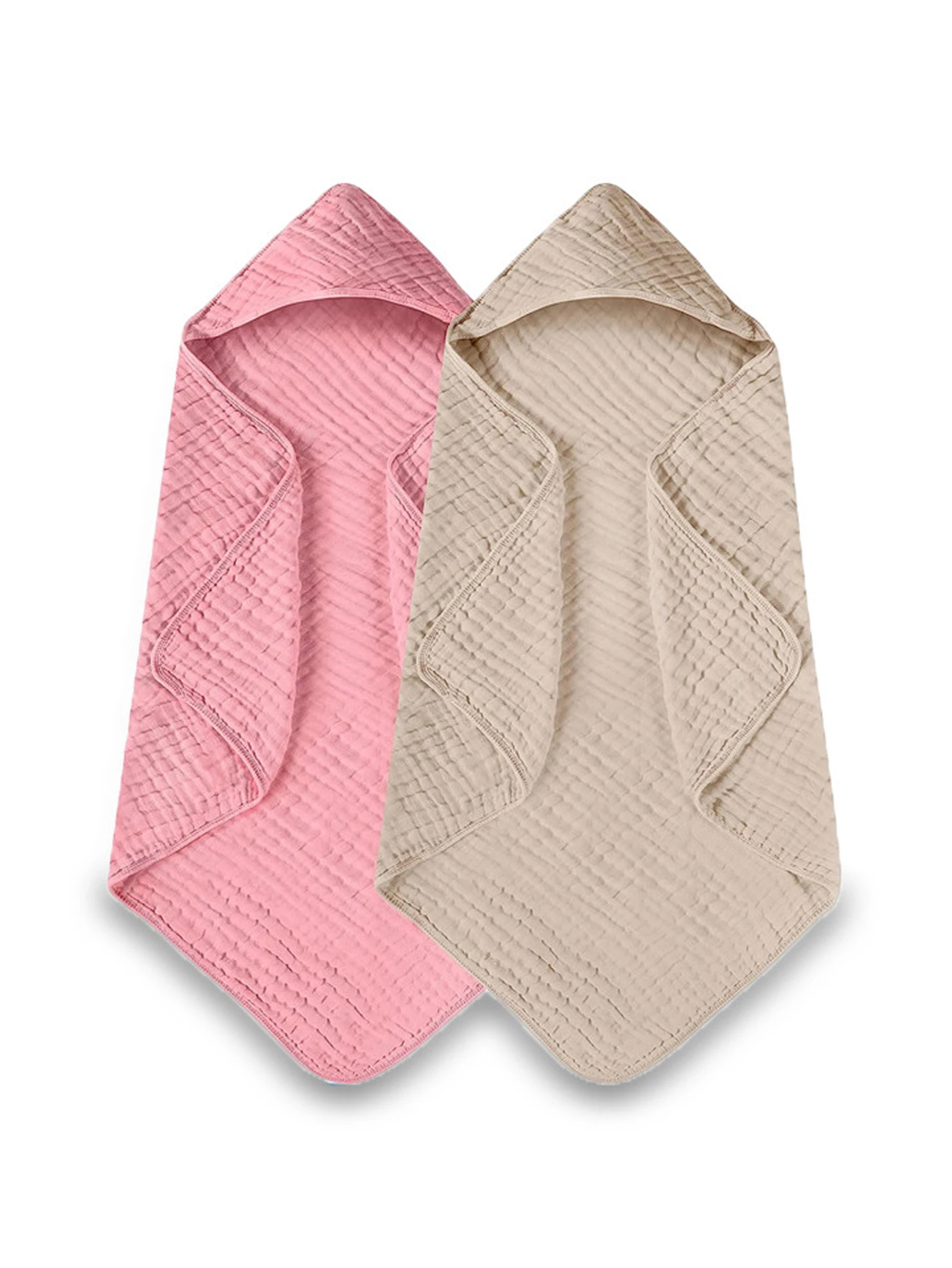 2 Pcs Newborn Baby Swaddle Wrap Blanket Soft Muslin Cotton Bath Towel Infant Hooded Towels