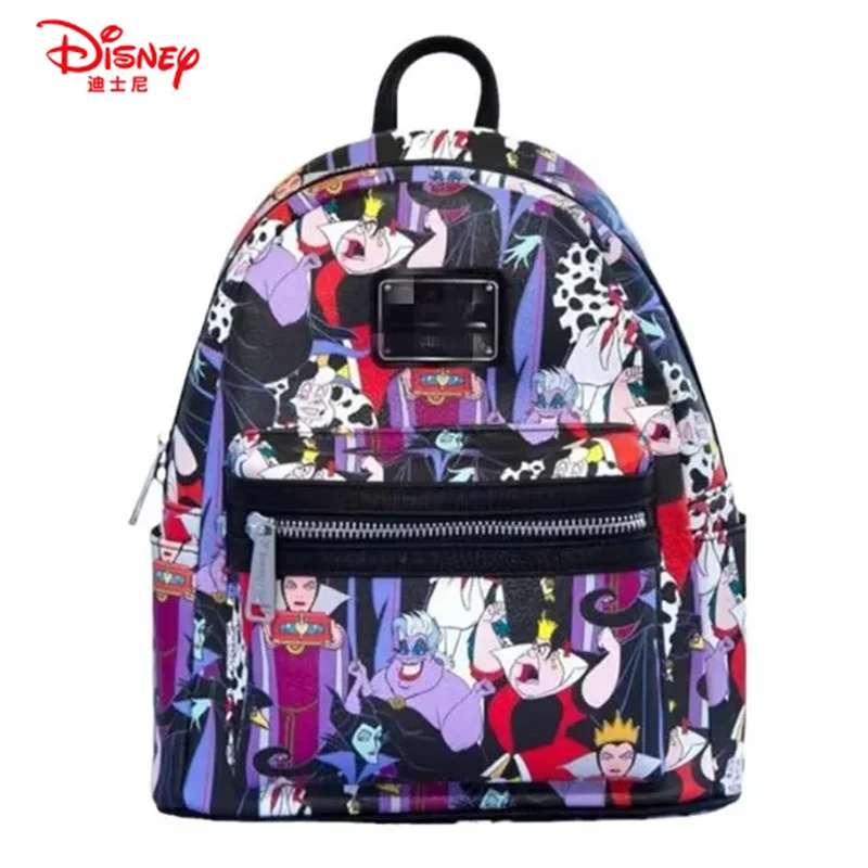 

Loungefly Disney Villain Witch Pu Leather Cartoon Print Kids Mini Double Shoulders Backpack Handbag Children'S School Bag Gift