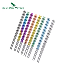 Boundless Voyage Titanium Chinese Chopsticks Ultralight Non-Slip Reusable Camping Utensils for Noodles, sushi, Asian Food