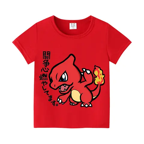 Pokemon Barn T-shirt Sommar Kortärmad Pikachu Bulbasaur Kawaii Figurer Anime T-shirt Trendig Bomull Hemkläder Toppkläder 8 best sales Pikachu T-shirt - №3