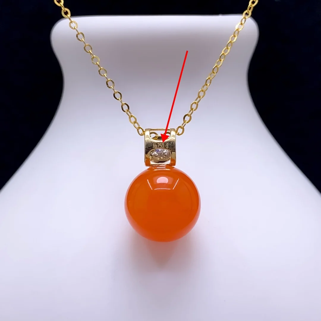 

shilovem 18K yellow Gold real Natural south Red agate pendants no necklace fine plant Jewelry classic gift t yzz10-10.56675nh