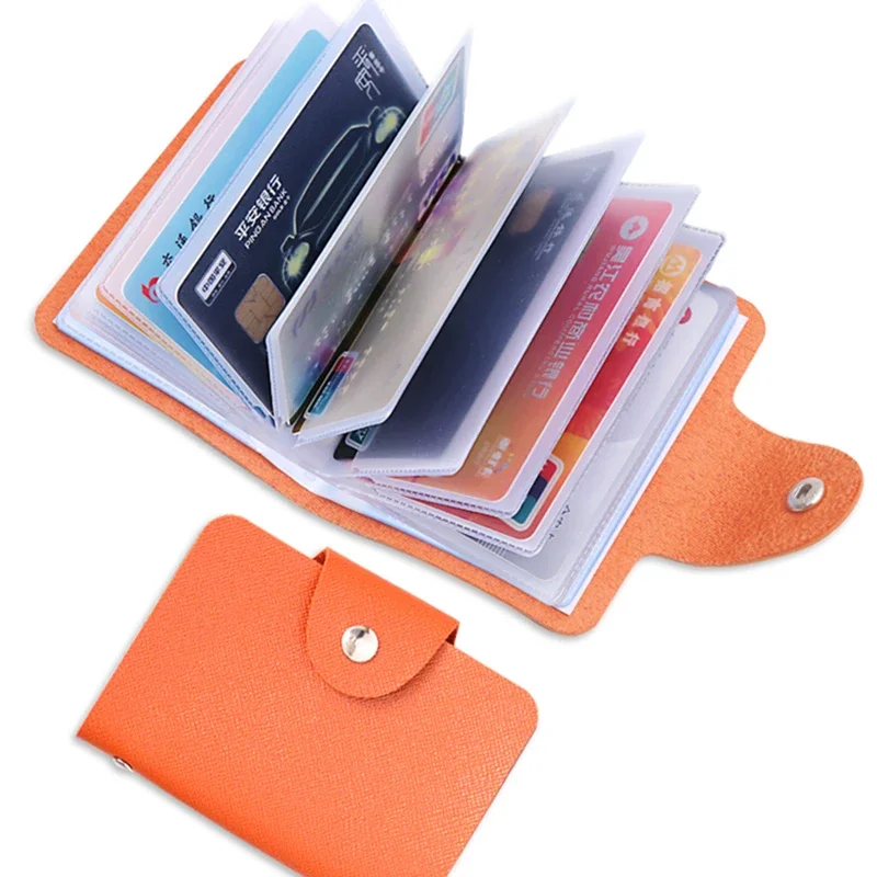 24 Bits Card Case Leather Function Business Card Holder Men Women Credit Passport Card Bag ID Passport Card Wallet