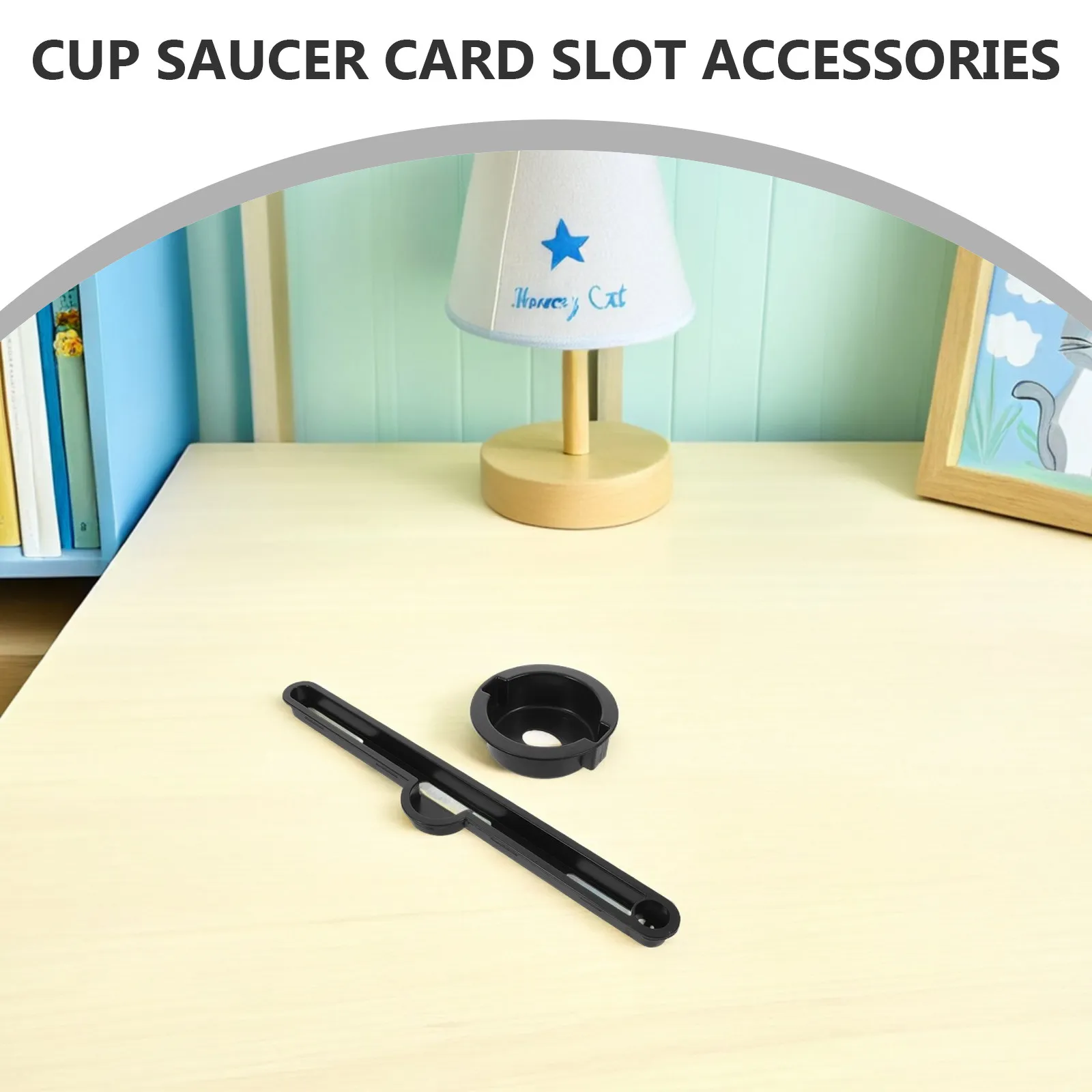 2Sets Folding Desk Accessories Bed Laptop Table Cup Holder Card Slot Organizer Portable Plastic Anti-Scald Inserts Desk Slot