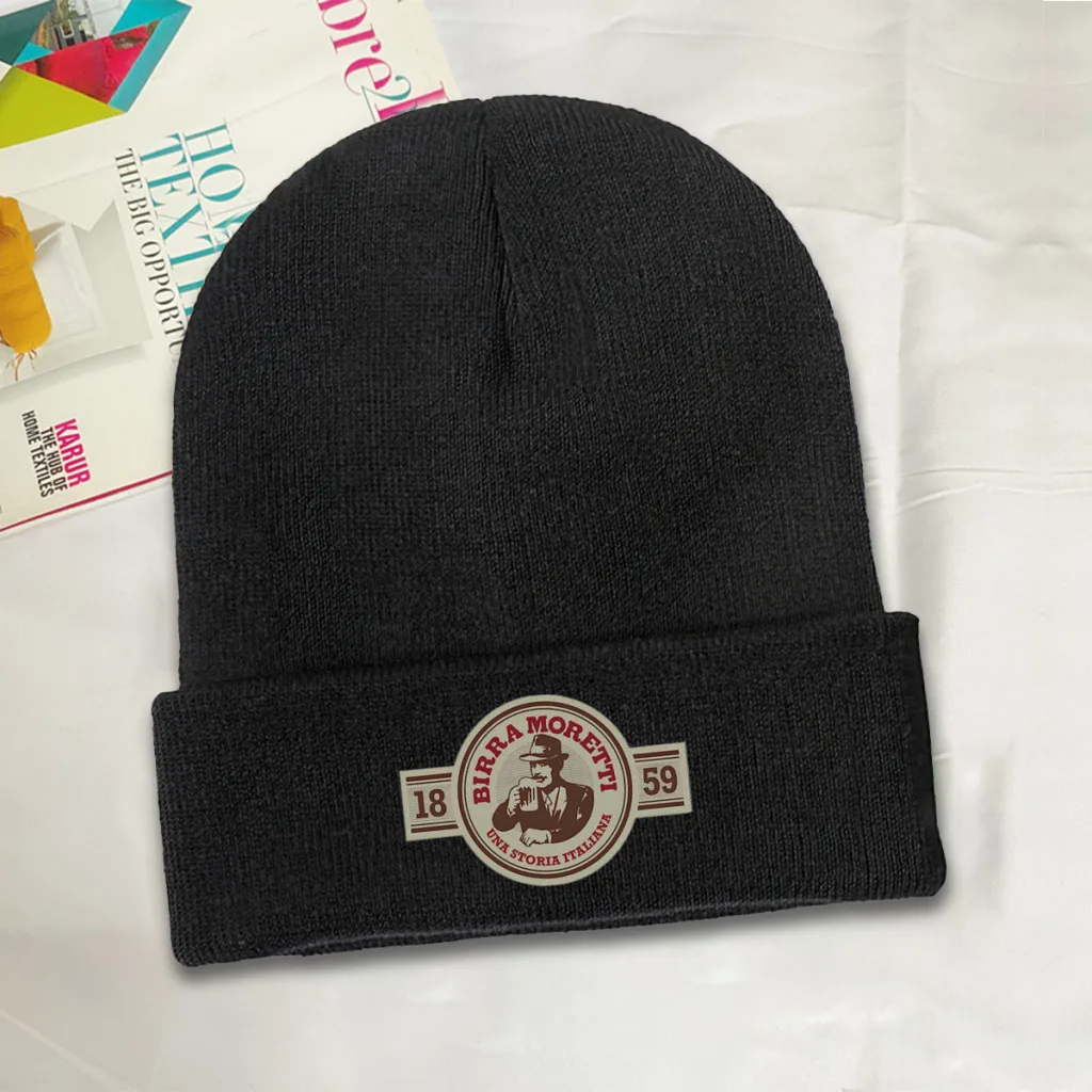 Vintage Birra Moretti Beanie Knitted Hat Winter Warm Outdoor Cap dla mężczyzn i kobiet