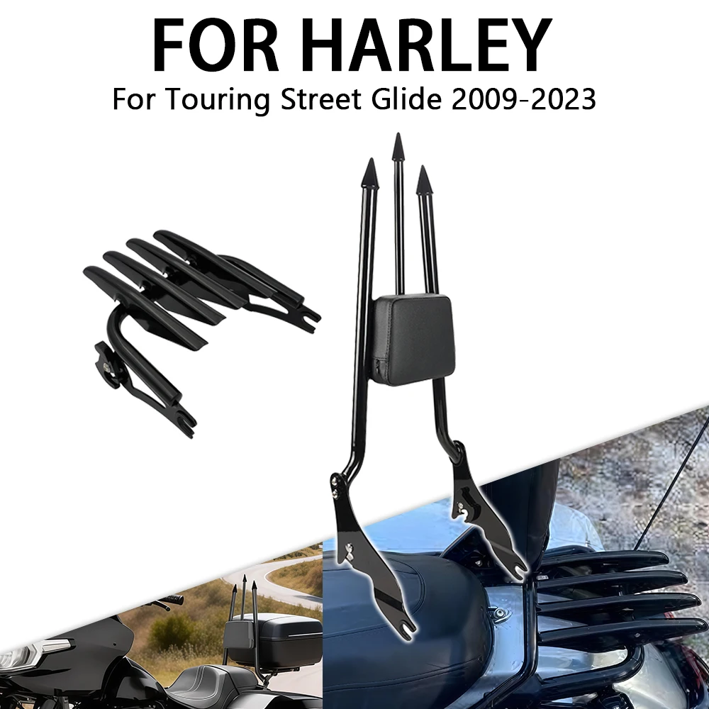 

For Harley Touring Street Electra Glide Road King FLHT FLHX FLHR 2009 2023 Sissy Bar Motorcycle Rear Backrest With Luggage Rack