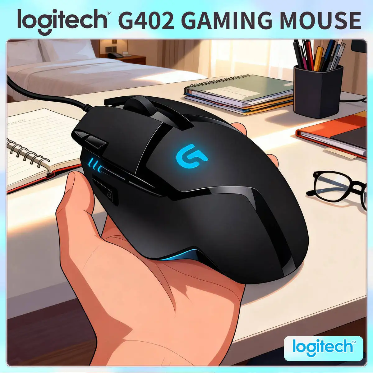 

Logitech G402 Gaming Mouse Wired 4000 DPI Ergonomic 8 Buttons Fusion Engine 1ms Response for PC Laptop Gamer