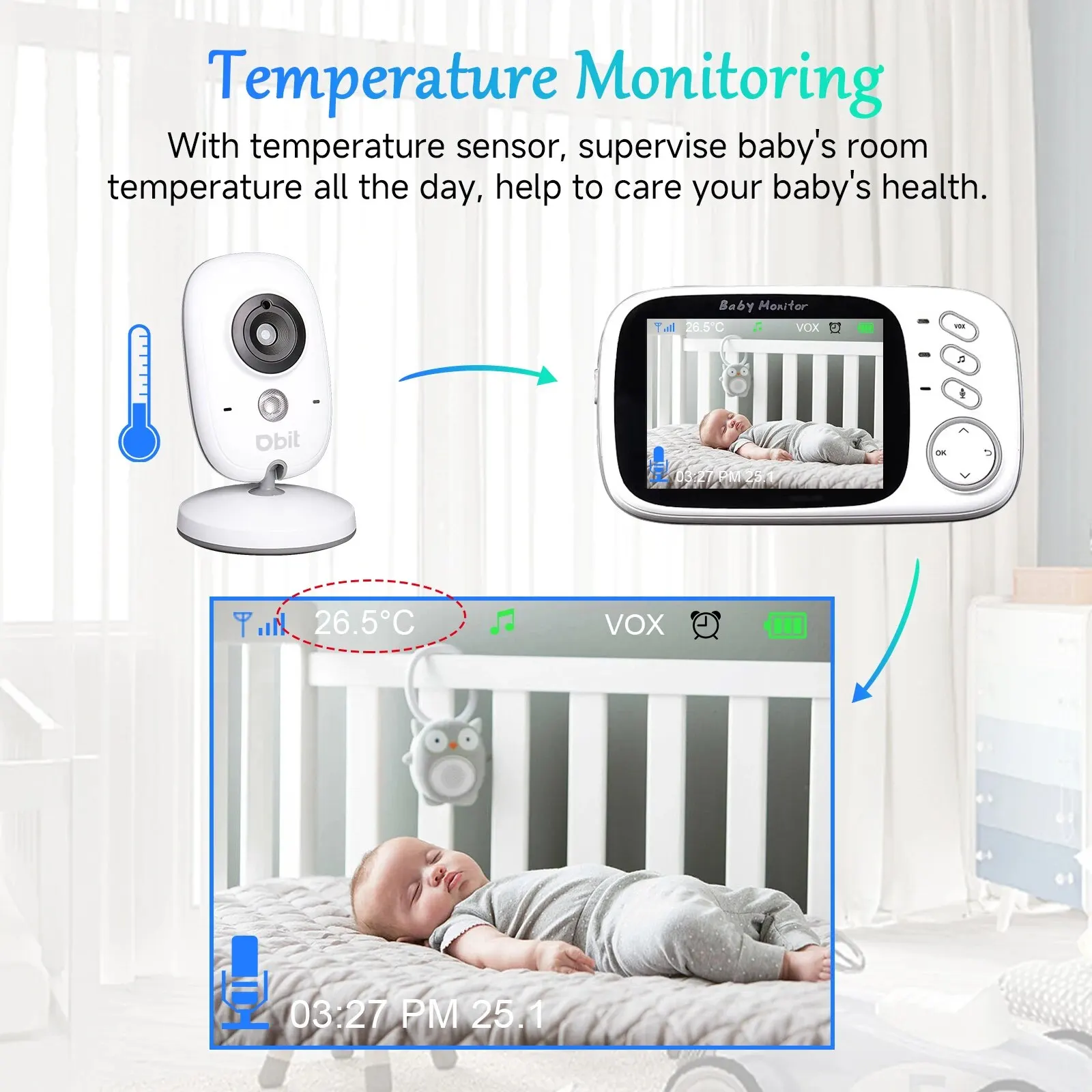 DBIT-LCD Display Video Intercom para Recém-nascidos, Monitor Do Bebê, Câmera Infantil, Câmeras Digitais, Proteção De Segurança, VB603, 3.2"