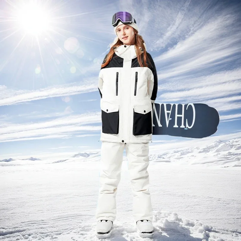 

2025 новые зимние теплые мужские лыжные костюмы на открытом воздухе, ветрозащитные водонепроницаемые лыжные комплекты с капюшоном на молнии, спортивный дышащий зимний костюм из полиэстера