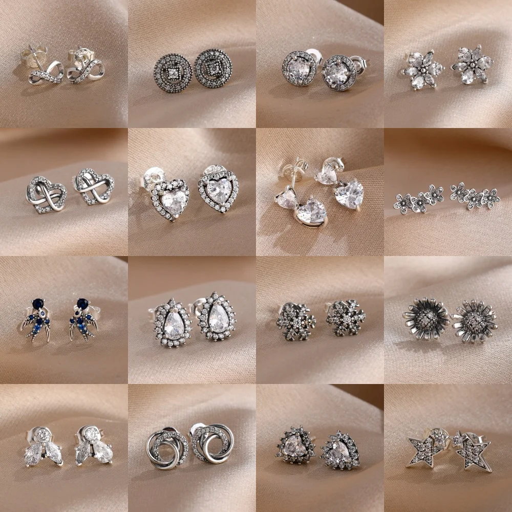 Pendientes de Plata de Ley 925 con Forma de Copo de Nieve y Circonitas Brillantes, Novedad 2026, Ideales para Joyería Festiva Femenina