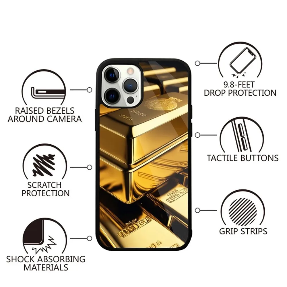 Gold Cash Art  Phone Case Strong Magnetic For IPhone 16,15,14,13,Pro,Max,Plus,11,12,Mini For Magsafe Wireless Charging