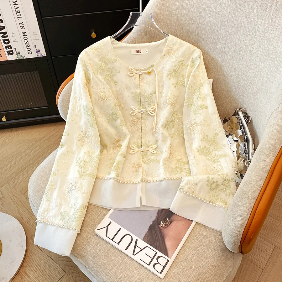 New Chinese Style National Trend Retro Embroidery Handmade Tassel Button up Sun Protection Open Cardigan Women's Fashion