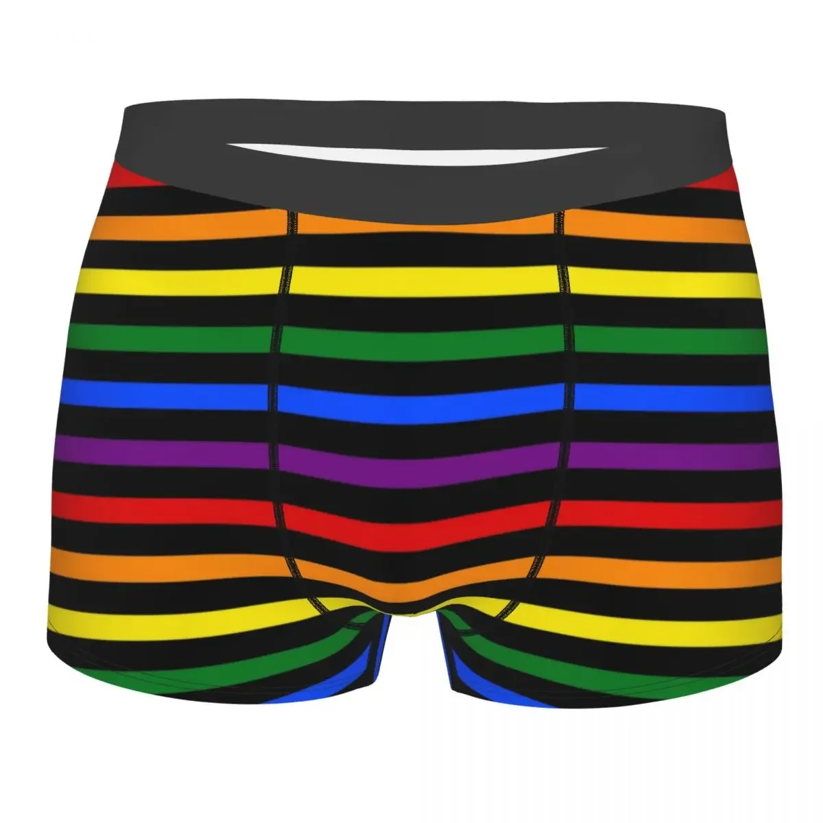 Men's Gay Pride Rainbow Stripes Underwear LGBT Bisexual Lesbian Queer Asexual Novelty Boxer Shorts Panties Male Soft Underpants