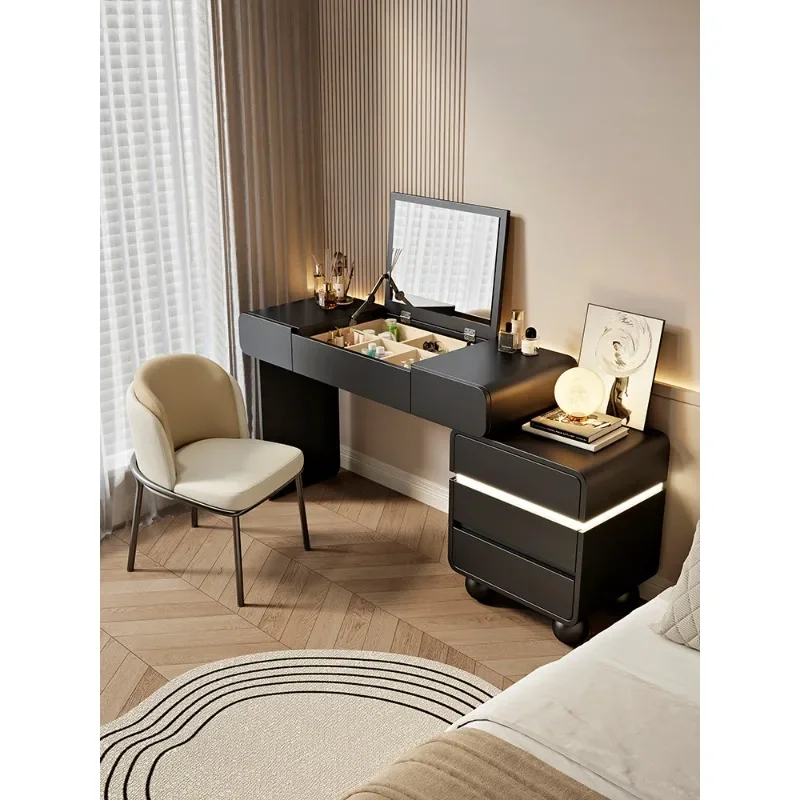Dresser bedroom simple modern flip mirror can hide solid wood makeup table chest integrated