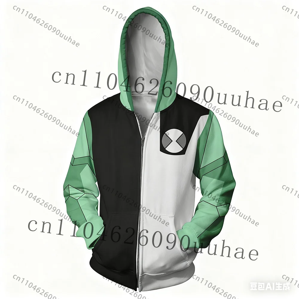 جديد أنيمي Omnitrix Ben10 تأثيري هوديي البلوز بن تينيسون طباعة طفل الكرتون هوديي خريف شتاء عادية Harajuku قلنسوة بسحاب