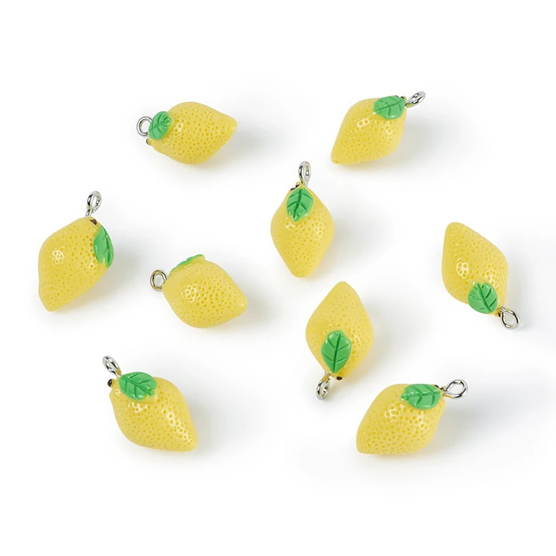 10Pcs 20*12MM Resin Lemon Beads Charms For DIY Jewelry Making Earrings Necklace Pendant Handmade Jewelry Accessories