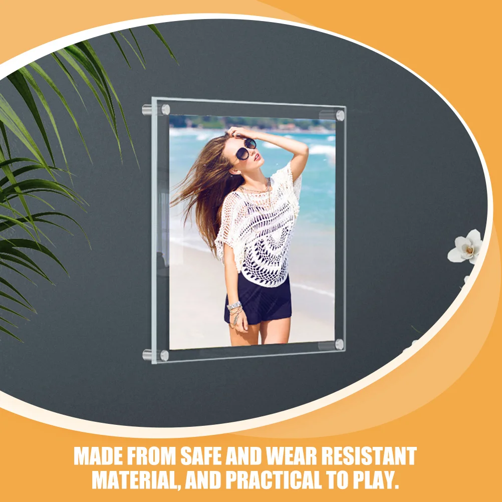 

Clear Acrylic Picture Frame Wall Mounting Decorative Photo Frame For Home Living Room Bedroom Display Painting Household
