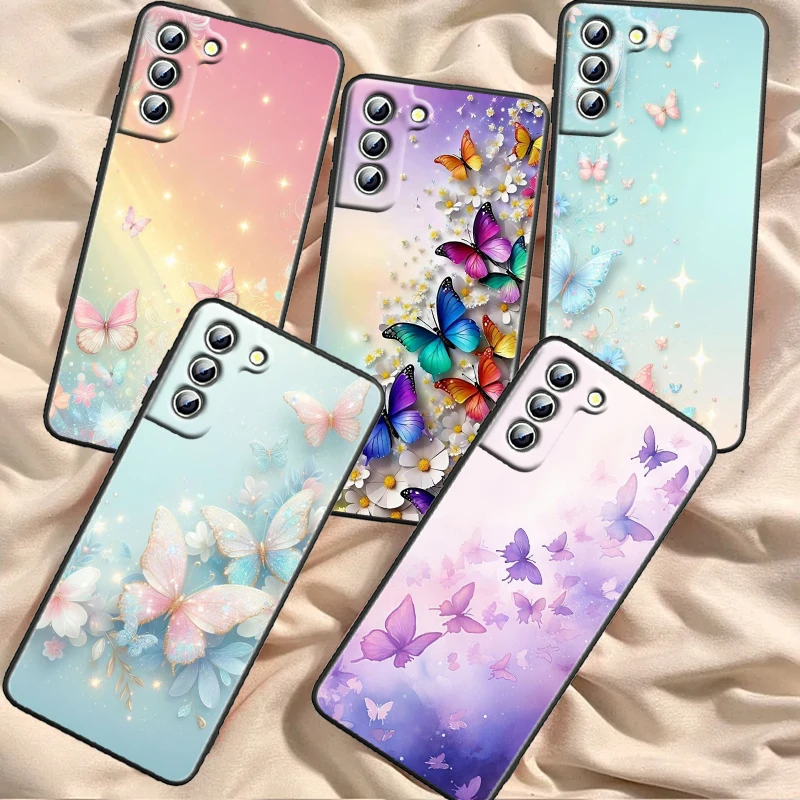 Butterfly Fashion Fantasy For Samsung Galaxy S24 S23 S22 S21 S20 FE S10 S10E Plus Ultra Pro Lite 5G Black TPU Phone Case