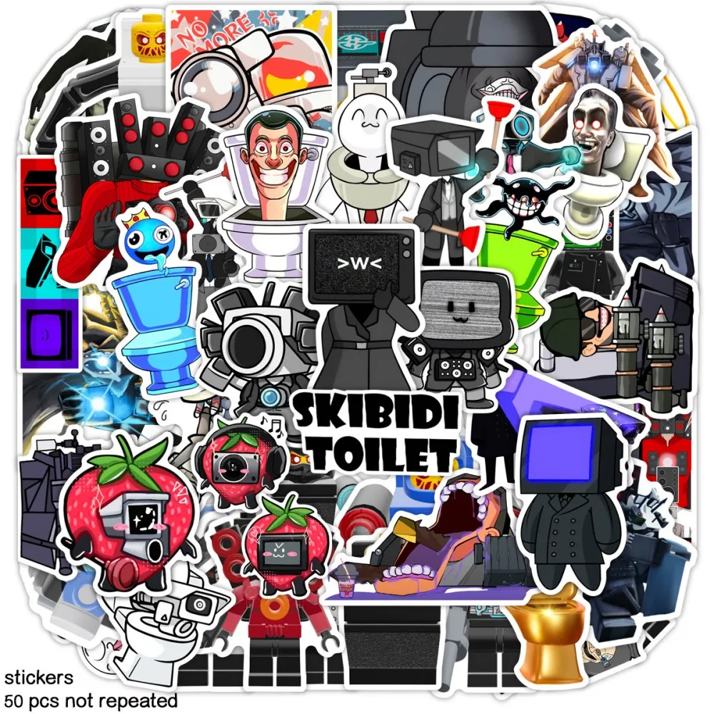 Toilet Man vs. Monitor Skibidi Toilet50pcs Sticker Sound Man Game Week  Edge stickers