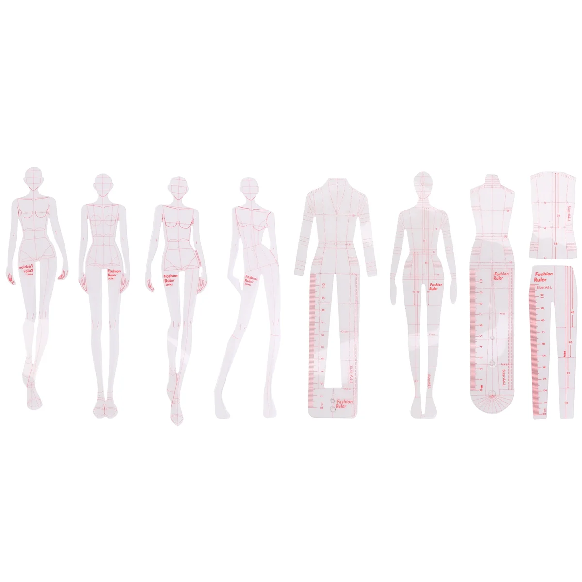 Super Deals Fashion Illustration Rulers Sketching Templates Ruler Sewing Humanoid Patterns Design Clothing Measuring,Combination